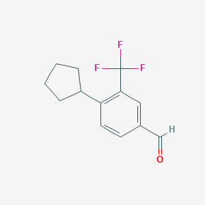 molecular formula C13H13F3O B13894679 4-Cyclopentyl-3-(trifluoromethyl)benzaldehyde 