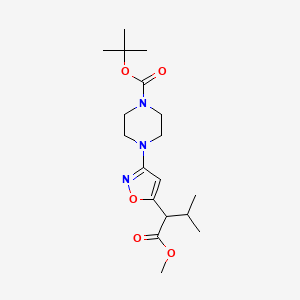 molecular formula C18H29N3O5 B13894699 Tert-butyl 4-[5-(1-methoxycarbonyl-2-methyl-propyl)isoxazol-3-yl]piperazine-1-carboxylate 
