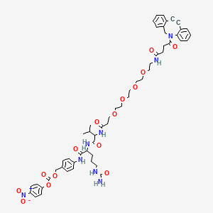 molecular formula C55H66N8O15 B13894751 [4-[[2-[[2-[3-[2-[2-[2-[2-[[4-(2-Azatricyclo[10.4.0.04,9]hexadeca-1(16),4,6,8,12,14-hexaen-10-yn-2-yl)-4-oxobutanoyl]amino]ethoxy]ethoxy]ethoxy]ethoxy]propanoylamino]-3-methylbutanoyl]amino]-5-(carbamoylamino)pentanoyl]amino]phenyl]methyl (4-nitrophenyl) carbonate 