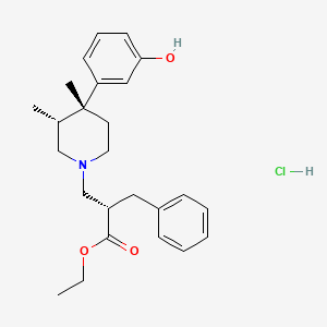 molecular formula C25H34ClNO3 B13894789 ethyl (2S)-2-benzyl-3-[(3R,4R)-4-(3-hydroxyphenyl)-3,4-dimethylpiperidin-1-yl]propanoate;hydrochloride 