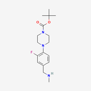 molecular formula C17H26FN3O2 B13894795 Tert-butyl 4-[2-fluoro-4-(methylaminomethyl)phenyl]piperazine-1-carboxylate 