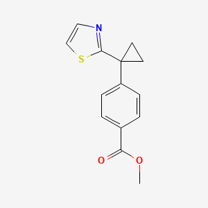 molecular formula C14H13NO2S B13894818 Methyl 4-[1-(1,3-thiazol-2-yl)cyclopropyl]benzoate 