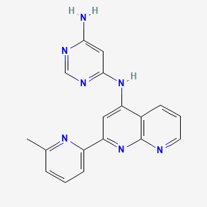 molecular formula C18H15N7 B13894927 4-N-[2-(6-methylpyridin-2-yl)-1,8-naphthyridin-4-yl]pyrimidine-4,6-diamine 