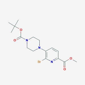 molecular formula C16H22BrN3O4 B13894985 Tert-butyl 4-(2-bromo-6-(methoxycarbonyl)pyridin-3-yl)piperazine-1-carboxylate 