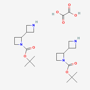 molecular formula C24H42N4O8 B13895004 Tert-butyl 2-(azetidin-3-yl)azetidine-1-carboxylate;hemi(oxalic acid) 