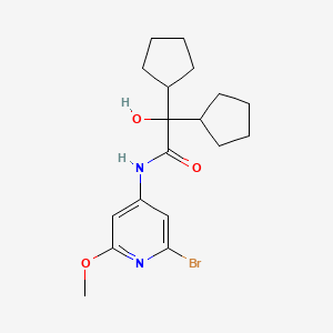molecular formula C18H25BrN2O3 B13895053 N-(2-bromo-6-methoxypyridin-4-yl)-2,2-dicyclopentyl-2-hydroxyacetamide 