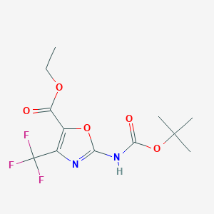 molecular formula C12H15F3N2O5 B1389509 Ethyl 2-[(tert-butoxycarbonyl)amino]-4-(trifluoromethyl)-1,3-oxazole-5-carboxylate CAS No. 1186405-12-8
