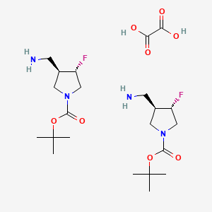 molecular formula C22H40F2N4O8 B13895170 tert-butyl (3R,4S)-3-(aminomethyl)-4-fluoropyrrolidine-1-carboxylate;oxalic acid 