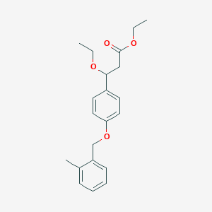 molecular formula C21H26O4 B13895256 Ethyl 3-ethoxy-3-[4-[(2-methylphenyl)methoxy]phenyl]propanoate 