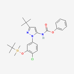 molecular formula C26H34ClN3O3Si B13895269 phenyl 3-tert-butyl-1-(3-(tert-butyldimethylsilyloxy)-4-chlorophenyl)-1H-pyrazol-5-ylcarbamate 