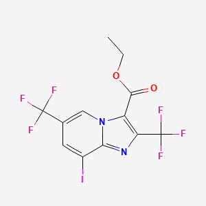 molecular formula C12H7F6IN2O2 B1389544 Ethyl 8-iodo-2,6-bis(trifluoromethyl)imidazo[1,2-a]pyridine-3-carboxylate CAS No. 1171918-86-7