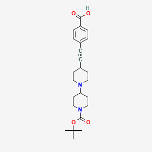 molecular formula C24H32N2O4 B13895756 Boc-bipiperidine-ethynylbenzoic acid 