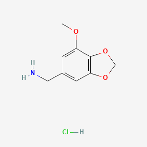 molecular formula C9H12ClNO3 B1389581 C-(7-Methoxy-benzo[1,3]dioxol-5-yl)-methylaminehydrochloride CAS No. 1185295-23-1