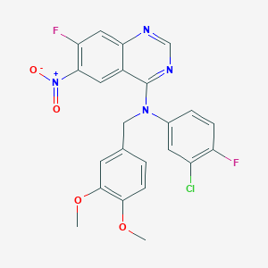 molecular formula C23H17ClF2N4O4 B13895833 N-(3-chloro-4-fluorophenyl)-N-(3,4-dimethoxybenzyl)-7-fluoro-6-nitroquinazolin-4-amine 