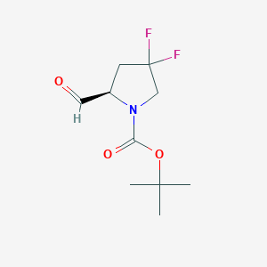 molecular formula C10H15F2NO3 B13895867 tert-Butyl (R)-4,4-difluoro-2-formylpyrrolidine-1-carboxylate 