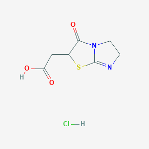 molecular formula C7H9ClN2O3S B1389591 (3-Oxo-2,3,5,6-tetrahydro-imidazo[2,1-b]thiazol-2-yl)-acetic acid hydrochloride CAS No. 1185300-99-5