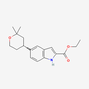 molecular formula C18H23NO3 B13896016 Ethyl (R)-5-(2,2-Dimethyltetrahydro-2H-pyran-4-yl)-1H-indole-2-carboxylate 