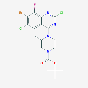 molecular formula C18H20BrCl2FN4O2 B13896350 Tert-butyl 4-(7-bromo-2,6-dichloro-8-fluoroquinazolin-4-yl)-3-methylpiperazine-1-carboxylate 
