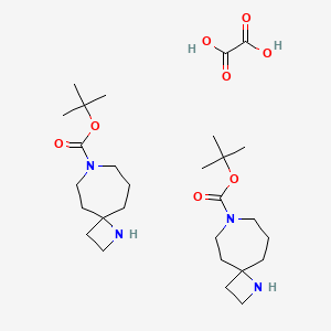 molecular formula C28H50N4O8 B13896574 Tert-butyl 1,8-diazaspiro[3.6]decane-8-carboxylate;hemi(oxalic acid) 