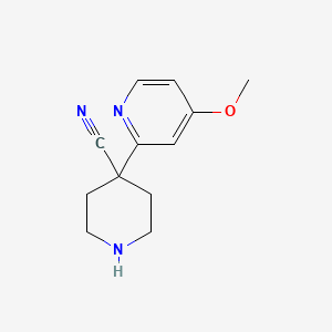 molecular formula C12H15N3O B13896643 4-(4-Methoxypyridin-2-yl)piperidine-4-carbonitrile 