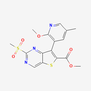 molecular formula C16H15N3O5S2 B13896655 Methyl 7-(2-methoxy-5-methylpyridin-3-yl)-2-methylsulfonylthieno[3,2-d]pyrimidine-6-carboxylate 