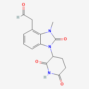 molecular formula C15H15N3O4 B13896670 2-[1-(2,6-Dioxopiperidin-3-yl)-3-methyl-2-oxobenzimidazol-4-yl]acetaldehyde 