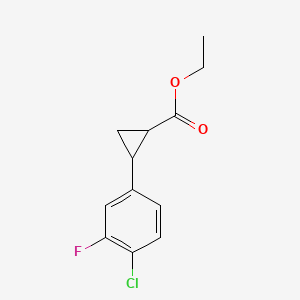 molecular formula C12H12ClFO2 B13896817 Ethyl 2-(4-chloro-3-fluorophenyl)cyclopropane-1-carboxylate 