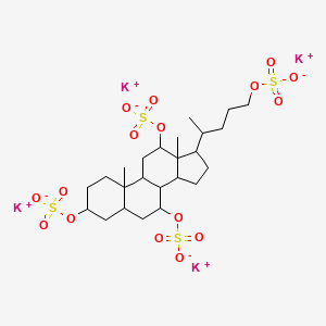 molecular formula C24H38K4O16S4 B13896880 tetrapotassium;[10,13-dimethyl-3,7-disulfonatooxy-17-(5-sulfonatooxypentan-2-yl)-2,3,4,5,6,7,8,9,11,12,14,15,16,17-tetradecahydro-1H-cyclopenta[a]phenanthren-12-yl] sulfate 