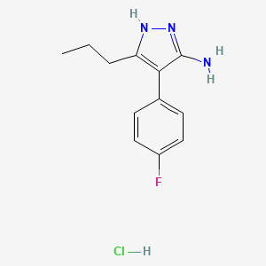 molecular formula C12H15ClFN3 B1389709 4-(4-Fluorophenyl)-3-propyl-1H-pyrazol-5-amine hydrochloride CAS No. 1239510-99-6