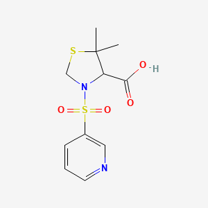 molecular formula C11H14N2O4S2 B13897172 5,5-Dimethyl-3-(3-pyridinylsulfonyl)-4-thiazolidinecarboxylic acid 