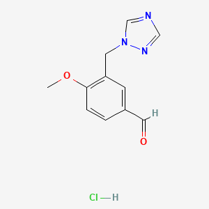 molecular formula C11H12ClN3O2 B1389721 4-Methoxy-3-[1,2,4]triazol-1-ylmethyl-benzaldehyde hydrochloride CAS No. 1185132-00-6