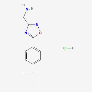 molecular formula C13H18ClN3O B1389725 C-[5-(4-tert-Butyl-phenyl)-[1,2,4]oxadiazol-3-yl]-methylamine hydrochloride CAS No. 1185294-12-5