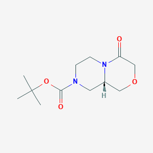 molecular formula C12H20N2O4 B13897268 (S)-tert-Butyl 4-oxohexahydropyrazino[2,1-c][1,4]oxazine-8(1H)-carboxylate 