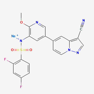 molecular formula C20H12F2N5NaO3S B13897441 Sodium;[5-(3-cyanopyrazolo[1,5-a]pyridin-5-yl)-2-methoxypyridin-3-yl]-(2,4-difluorophenyl)sulfonylazanide 