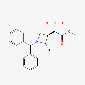 molecular formula C21H25NO4S B13897517 methyl 2-[(2S,3R)-1-benzhydryl-2-methyl-azetidin-3-yl]-2-methylsulfonyl-acetate 