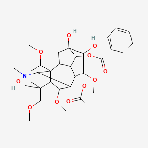 molecular formula C33H45NO11 B13897560 [8-Acetyloxy-5,6,14-trihydroxy-7,16,18-trimethoxy-13-(methoxymethyl)-11-methyl-11-azahexacyclo[7.7.2.12,5.01,10.03,8.013,17]nonadecan-4-yl] benzoate 