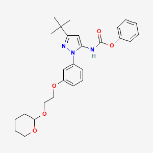 molecular formula C27H33N3O5 B13897636 phenyl 3-tert-butyl-1-(3-(2-(tetrahydro-2H-pyran-2-yloxy)ethoxy)phenyl)-1H-pyrazol-5-ylcarbamate 