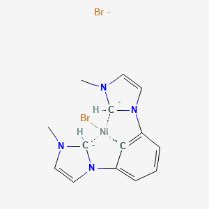 molecular formula C14H15Br2N4Ni-4 B13897731 Bromo[(2,6-pyridinediyl)bis(3-methyl-1-imidazolyl-2-ylidene)]nickel Bromide CAS No. 894102-11-5