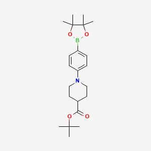 molecular formula C22H34BNO4 B13897906 Tert-butyl 1-(4-(4,4,5,5-tetramethyl-1,3,2-dioxaborolan-2-yl)phenyl)piperidine-4-carboxylate 