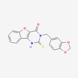 3-(1,3-benzodioxol-5-ylmethyl)-2-thioxo-2,3-dihydro[1]benzofuro[3,2-d]pyrimidin-4(1H)-one