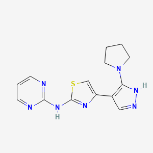 molecular formula C14H15N7S B13898186 N-pyrimidin-2-yl-4-(5-pyrrolidin-1-yl-1H-pyrazol-4-yl)-1,3-thiazol-2-amine 