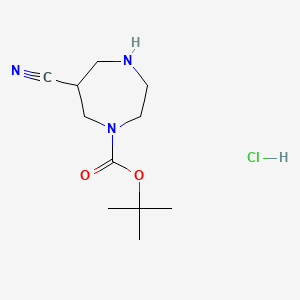 molecular formula C11H20ClN3O2 B13898241 Tert-butyl 6-cyano-1,4-diazepane-1-carboxylate hydrochloride 