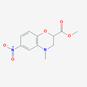 molecular formula C11H12N2O5 B13898308 Methyl 4-methyl-6-nitro-2,3-dihydro-1,4-benzoxazine-2-carboxylate 