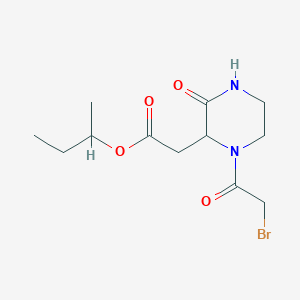 molecular formula C12H19BrN2O4 B1389866 sec-Butyl 2-[1-(2-bromoacetyl)-3-oxo-2-piperazinyl]acetate CAS No. 1219147-69-9