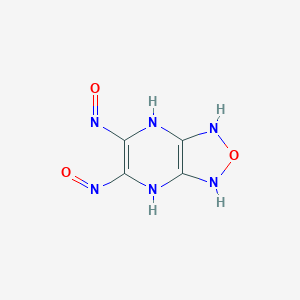 molecular formula C4H4N6O3 B138993 5,6-Dinitroso-1,3,4,7-tetrahydro-[1,2,5]oxadiazolo[3,4-b]pyrazine CAS No. 132029-06-2