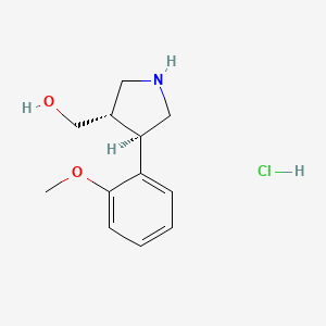 molecular formula C12H18ClNO2 B1389946 [(3S,4R)-4-(2-Methoxyphenyl)pyrrolidin-3-yl]-methanol hydrochloride CAS No. 1217660-06-4
