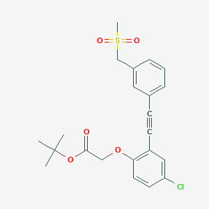 molecular formula C22H23ClO5S B13899700 Tert-butyl 2-[4-chloro-2-[2-[3-(methylsulfonylmethyl)phenyl]ethynyl]phenoxy]acetate 
