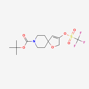 molecular formula C14H20F3NO6S B13899730 Tert-butyl 3-{[(trifluoromethyl)sulfonyl]oxy}-1-oxa-8-azaspiro[4.5]dec-3-ene-8-carboxylate 