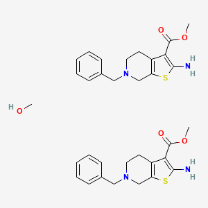 molecular formula C33H40N4O5S2 B1389976 Methyl 2-amino-6-benzyl-4,5,6,7-tetrahydrothieno-[2,3-c]pyridine-3-carboxylate-methanol (2:1) CAS No. 1185175-51-2