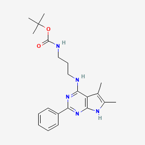 molecular formula C22H29N5O2 B13899873 tert-butyl N-[3-[(5,6-dimethyl-2-phenyl-7H-pyrrolo[2,3-d]pyrimidin-4-yl)amino]propyl]carbamate 